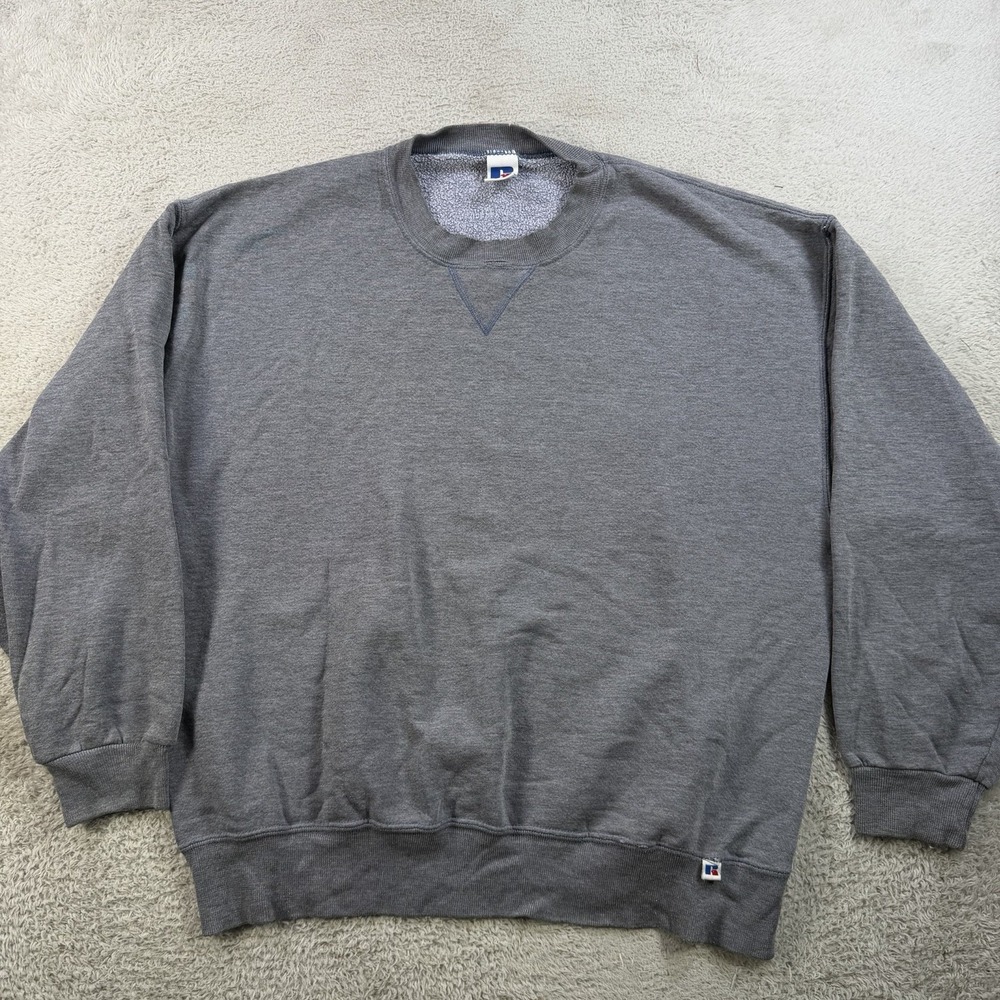 Vintage Russell Athletic Sweatshirt Men XL Grey Fleece 90s Y2K Pullover Crewneck - Picture 2 of 8